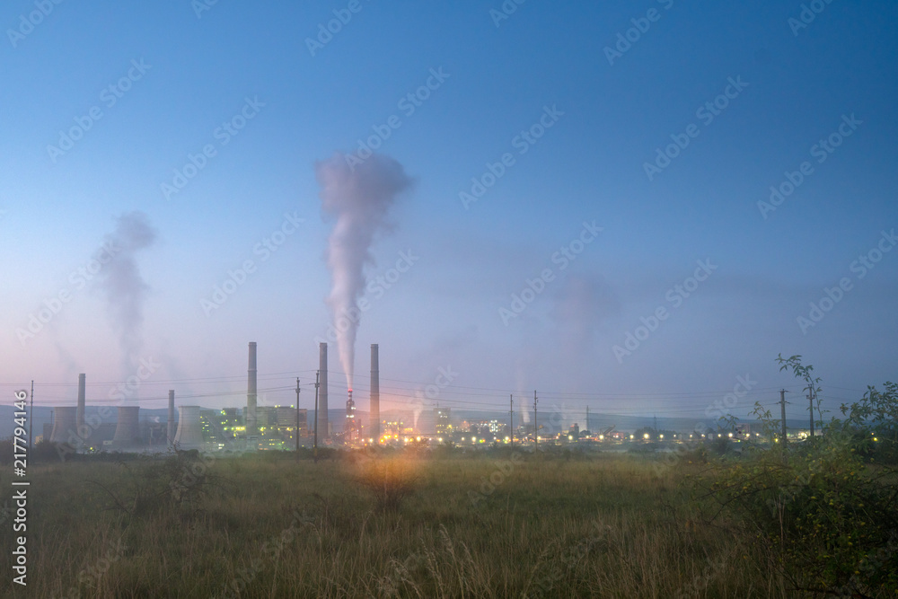 Industrial pollution in the morning