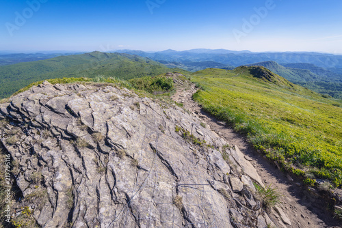 Hiking trail on the mount Rozsypaniec in Bieszczady National Park, Subcarpathian Voivodeship of Poland