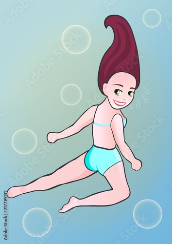girl swimming under the water