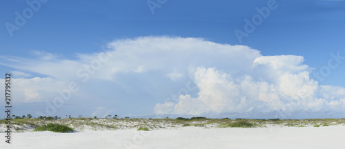 Panorama of the White Sand Pensacola Beach Looking Toward the Mainland