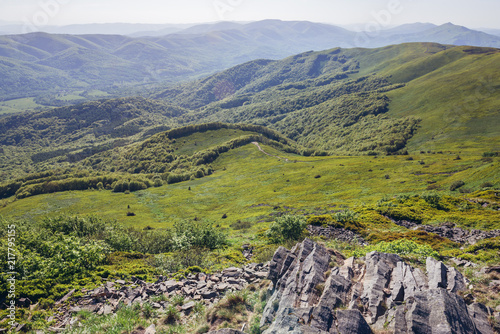 Bieszczady National Park, Subcarpathian Voivodeship of Poland seen from peak on Tarnica mount