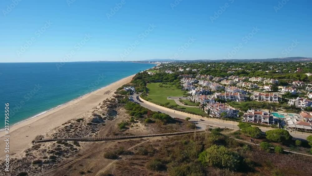 Aerial. Video shot of a drone over the beaches Vale de Lobo, Algarve. Aerial. Video shot of a drone over the beaches Vale de Lobo, Algarve.