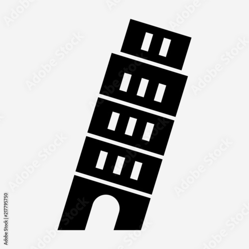Glyph Italy Pisa tower pixel perfect vector icon