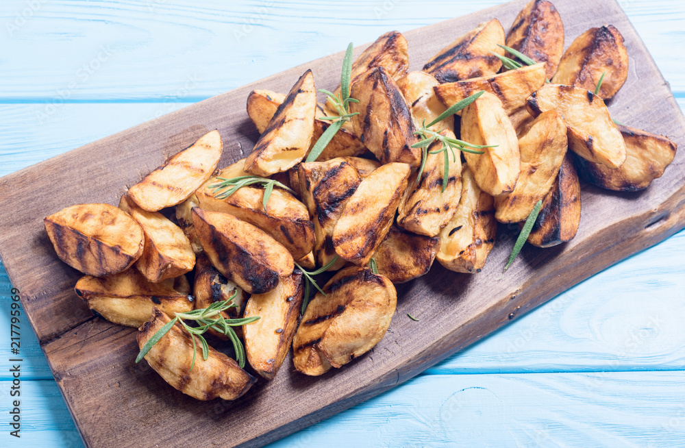 Homemade grilled potatoes with rosemary