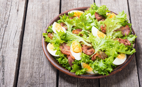 Fresh salad with bacon