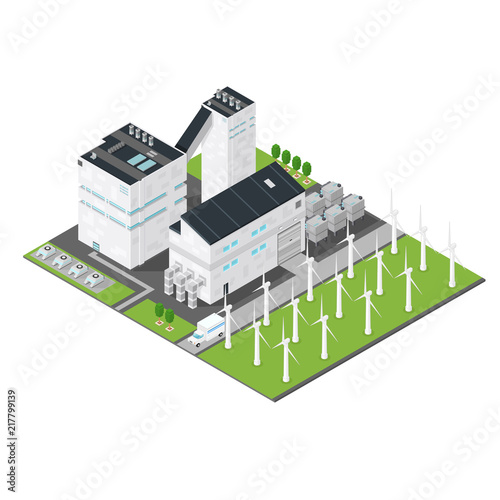 Isometric Wind Farm Power Station Building
Industrial fuel generation.