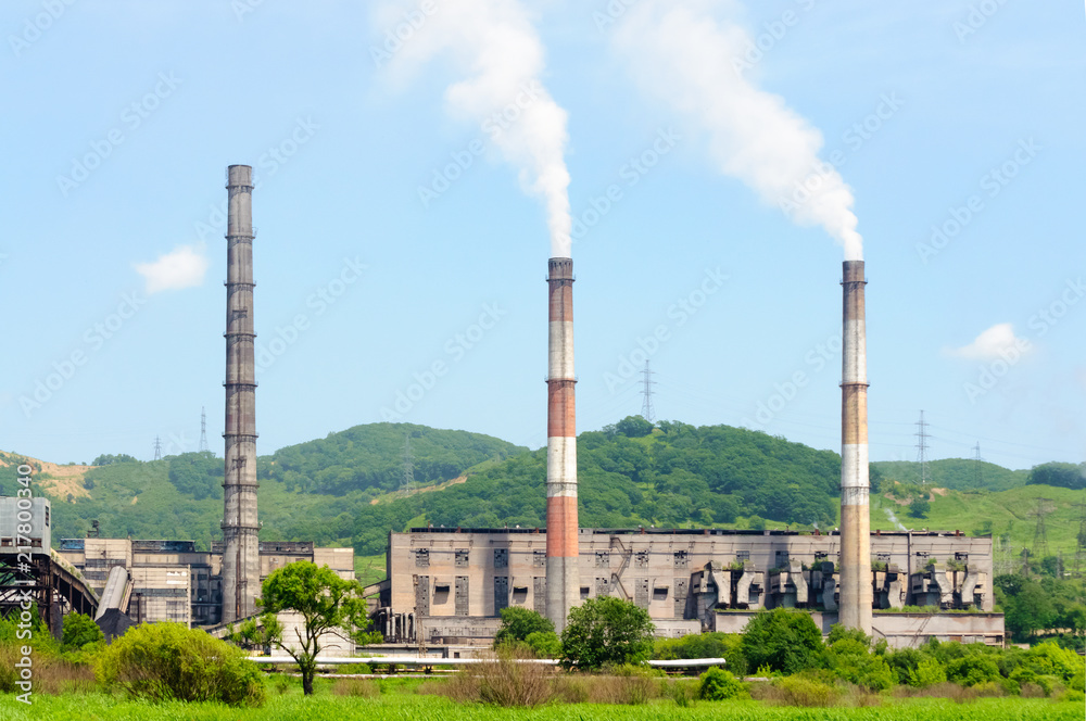 Smoke pipes of a thermal power station Smoke pipes of a thermal power station