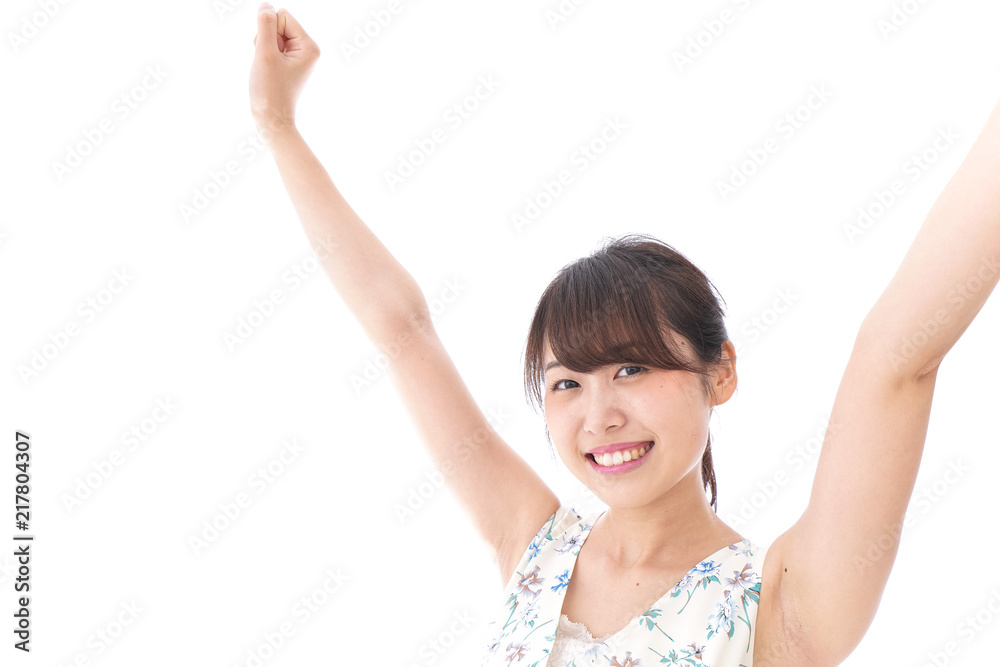 リフレッシュをする若い女性 リフレッシュをする若い女性