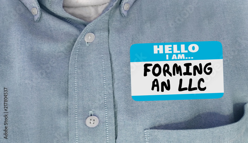 Hello I Am Forming an LLC Limited Liability Corporation Name Tag 3d Illustration photo