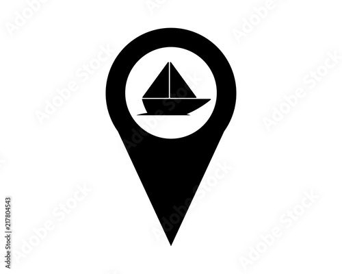 sail ship marker black silhouette pin locate path image vector icon logo symbol