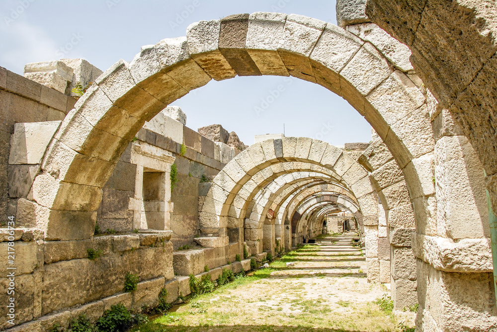 Izmir, Turkey, 20 May 2008: Inherited from the past, Izmir Agora (Smyrna Agora Ancient City)