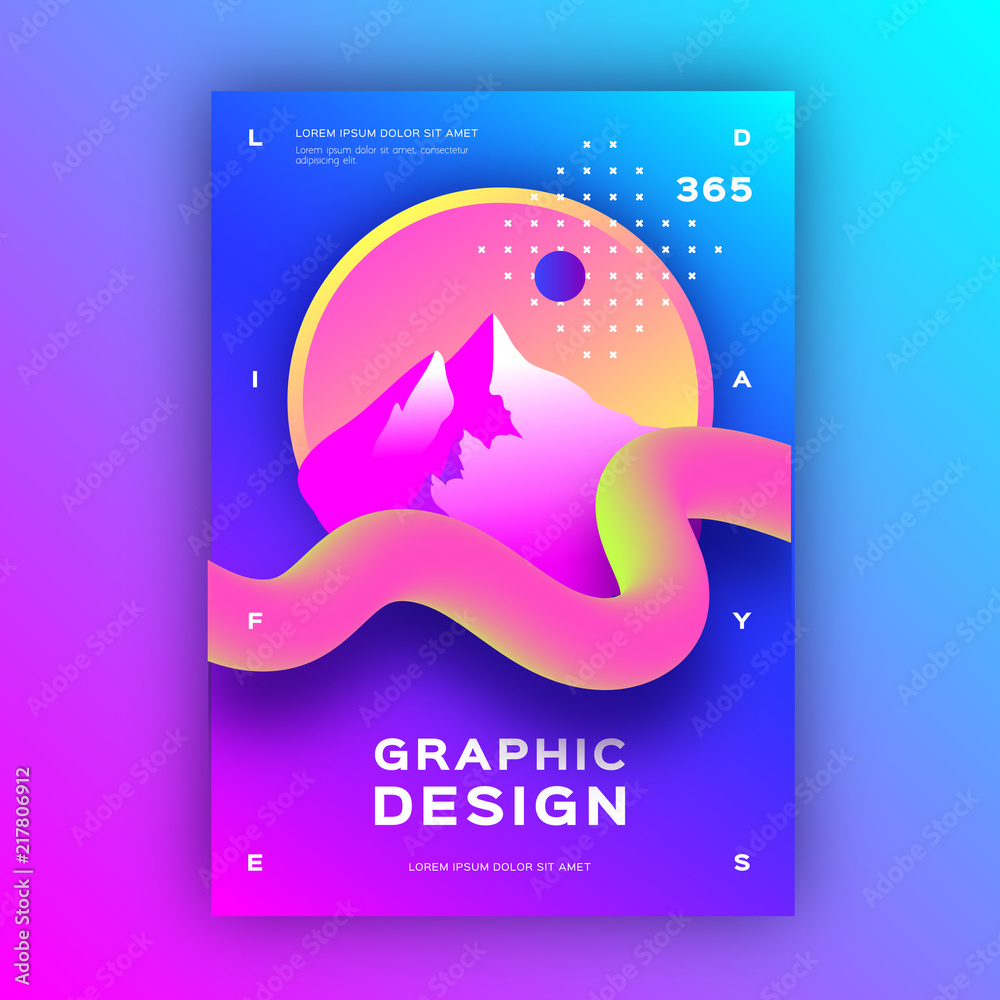 Naklejka premium Geometric abstract background, Liquid background, Gradient fluid shapes. Trendy graphic design poster A4 size. Vector illustration Eps10