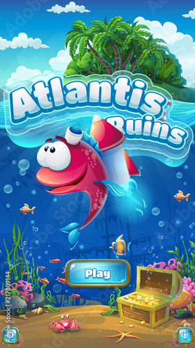 Atlantis ruins - illustration mobile format window screen