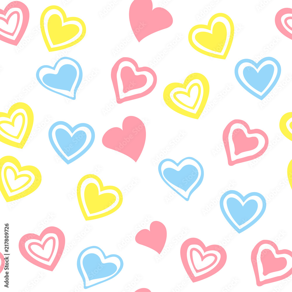 Red hearts seamless pattern. Vector illustration