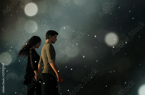 Couple in love,3d illustration conceptual background