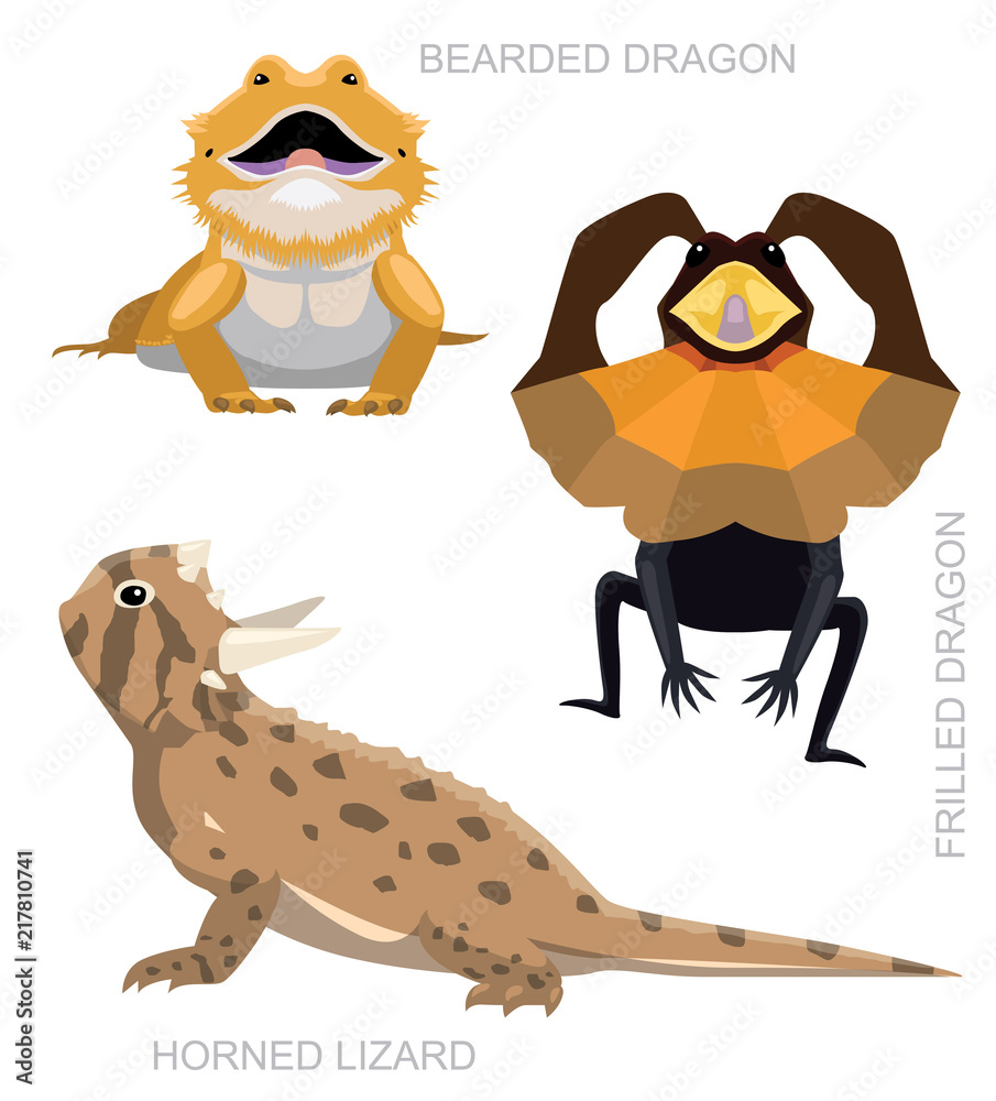 Fototapeta premium Jaszczurka smok zestaw ilustracji wektorowych kreskówki