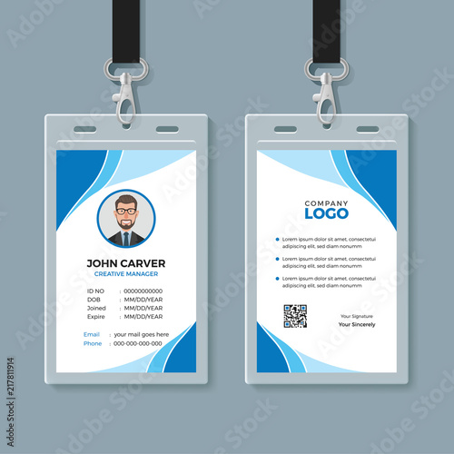 Simple Blue Office ID Card Template