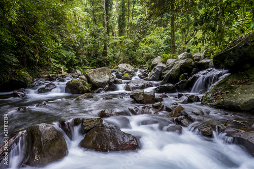 Serene Long Exposure of a Stream in Sembulan on the Island of Lombok  Indonesia