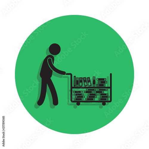 librarian with a book cart illustration. Element of library icon for mobile concept and web apps. Detailed librarian with a book cart icon can be used for web and mobile