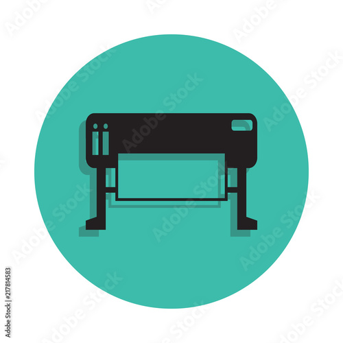 apparatus for printing icon. Element of printing house for mobile concept and web apps icon. Thin line icon with shadow in badge for website design and development, app development