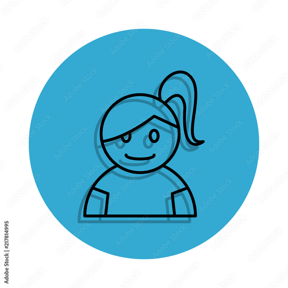 schoolgirl icon. Element of school for mobile concept and web apps icon. Thin line icon with shadow in badge for website design and development, app development schoolgirl icon. Element of school for mobile concept and web apps icon. Thin line icon with shadow in badge for website design and development, app development