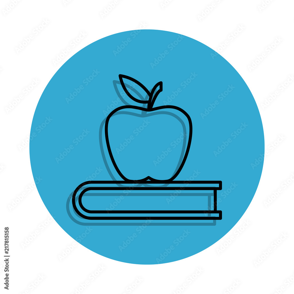 book and apple icon. Element of school for mobile concept and web apps icon. Thin line icon with shadow in badge for website design and development, app development