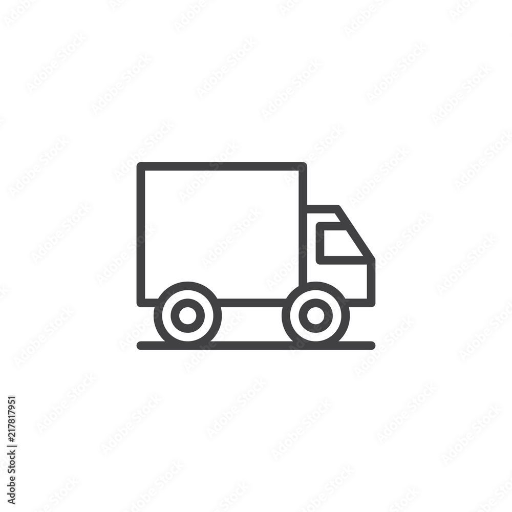 Delivery truck outline icon. linear style sign for mobile concept and web design. goods carrying truck simple line vector icon. Lorry symbol, logo illustration. Pixel perfect vector graphics