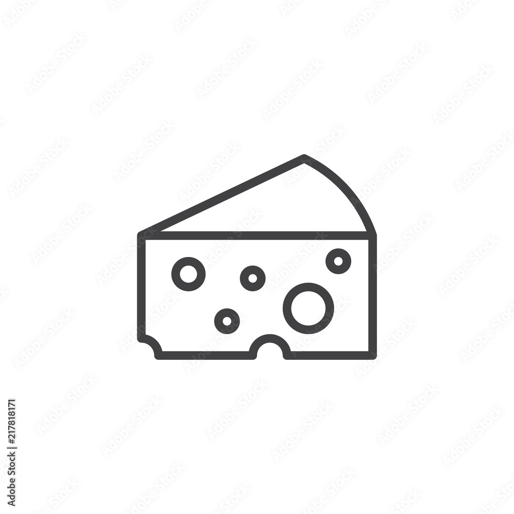 Piece of cheese outline icon. linear style sign for mobile concept and web design. Cheese simple line vector icon. Symbol, logo illustration. Pixel perfect vector graphics Piece of cheese outline icon. linear style sign for mobile concept and web design. Cheese simple line vector icon. Symbol, logo illustration. Pixel perfect vector graphics