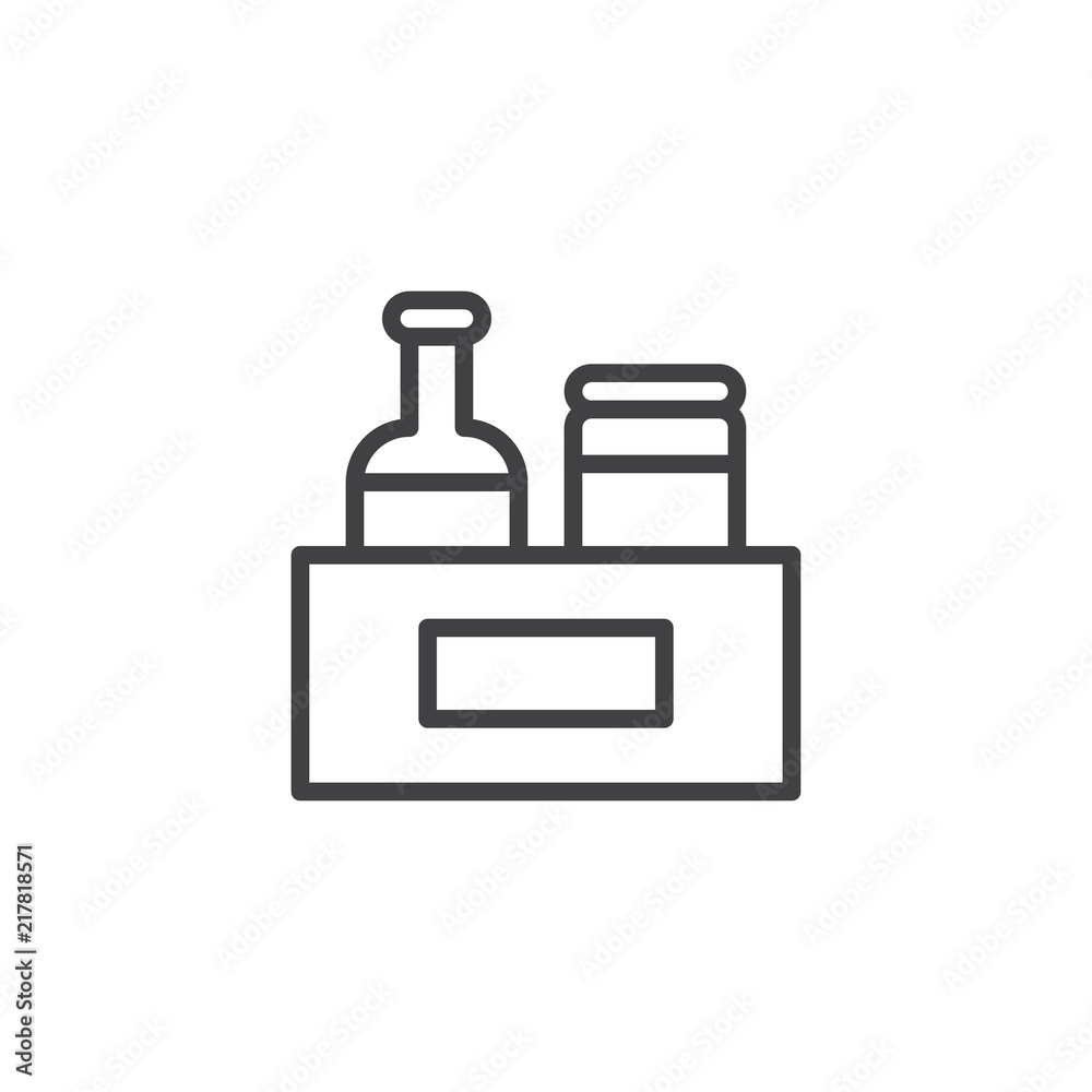 Condiments box outline icon. linear style sign for mobile concept and web design. simple line vector icon. Symbol, logo illustration. Pixel perfect vector graphics Condiments box outline icon. linear style sign for mobile concept and web design. simple line vector icon. Symbol, logo illustration. Pixel perfect vector graphics