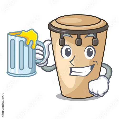 With juice conga mascot cartoon style