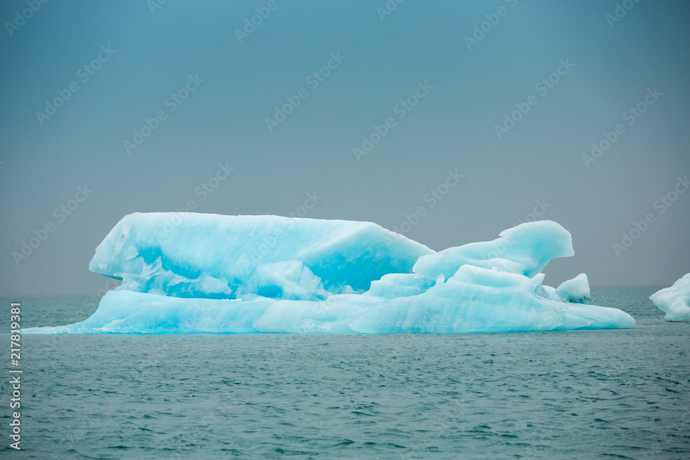 Summer time , icebergs in Jokulsarlon glacier lagoon, Iceland