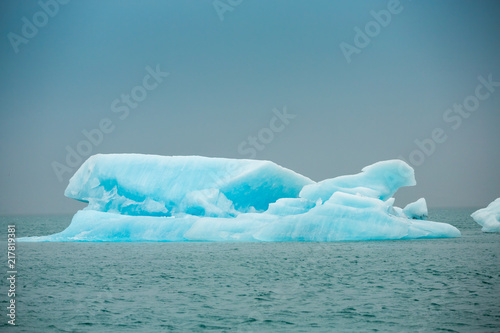 Summer time , icebergs in Jokulsarlon glacier lagoon, Iceland