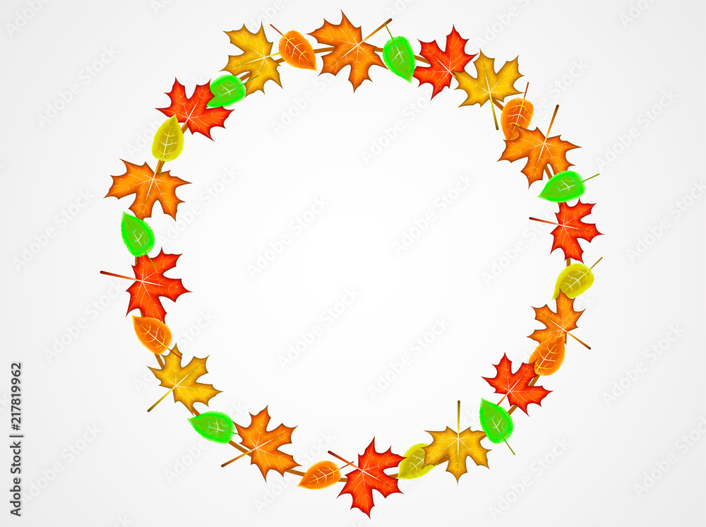 Round frame made from autumn leaves. Space for text. Vector illustration Round frame made from autumn leaves. Space for text. Vector illustration