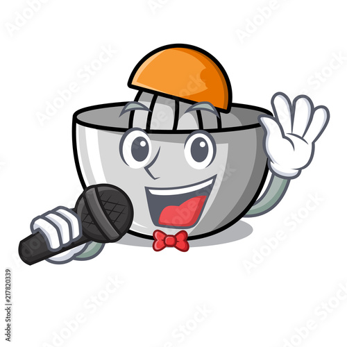 Singing juicer mascot cartoon style