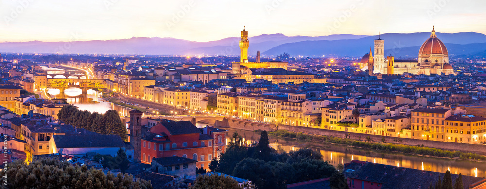 Florence cityscape panoramic evening view