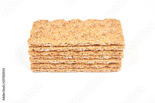The healthy bread crisp isolated on white background