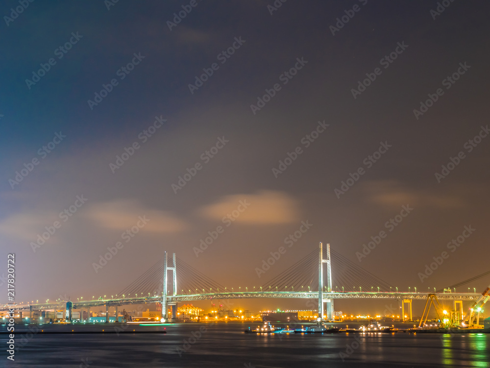 Beautiful Architecture yokohama bridge with sea and ocean around city in japan Beautiful Architecture yokohama bridge with sea and ocean around city in japan