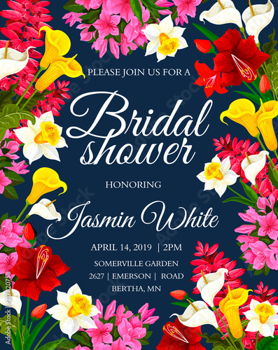 Wedding or bridal shower invitation floral card