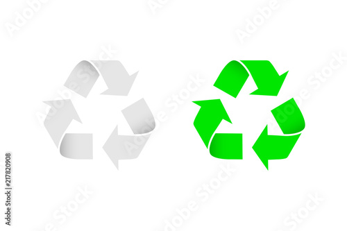 White and green recycle signs. Vector design elements.