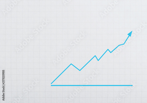 Graph book wall background  Foreground is statistics Indicates the positive direction . Empty with copy space for text.