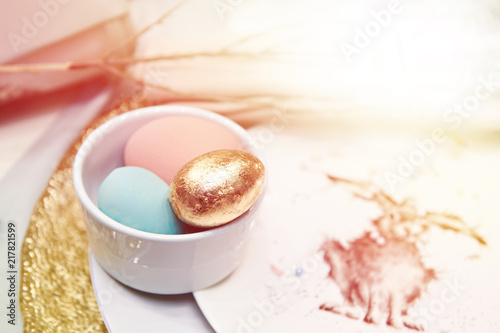 Golden Easter egg and rabbit