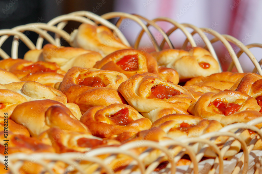 Pies baked from dough on a table Pies baked from dough on a table