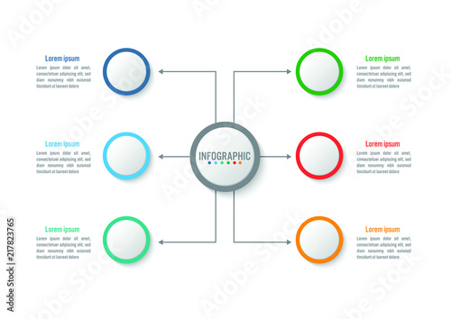 Business infographic template with 6 options circular shape, Abstract elements diagram or processes and business flat icon, Vector business template for presentation.Creative concept for infographic.