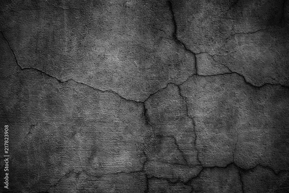 Obraz premium Black cement wall. Dark texture of cracked concrete