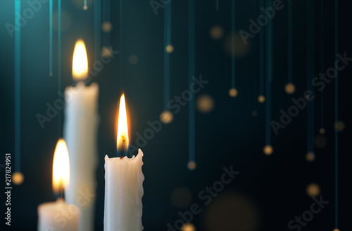Candles with hanging lights background
