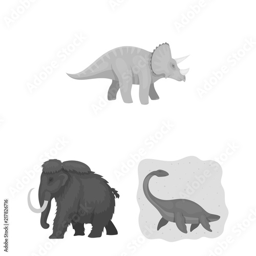 Different dinosaurs monochrome icons in set collection for design. Prehistoric animal vector symbol stock web illustration.