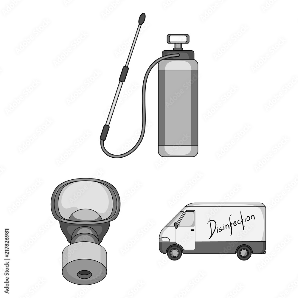 Pest, poison, personnel and equipment monochrome icons in set ...