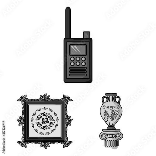 Museum and gallery monochrome icons in set collection for design. Storage and exhibition of showpiece vector symbol stock web illustration.