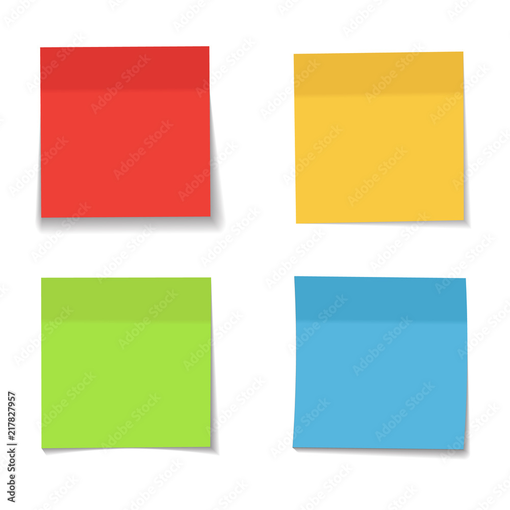 vector set of colored realistic paper memo sheets