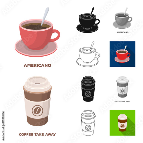 Different kinds of coffee cartoon,black,flat,monochrome,outline icons in set collection for design. Coffee drink vector symbol stock web illustration.